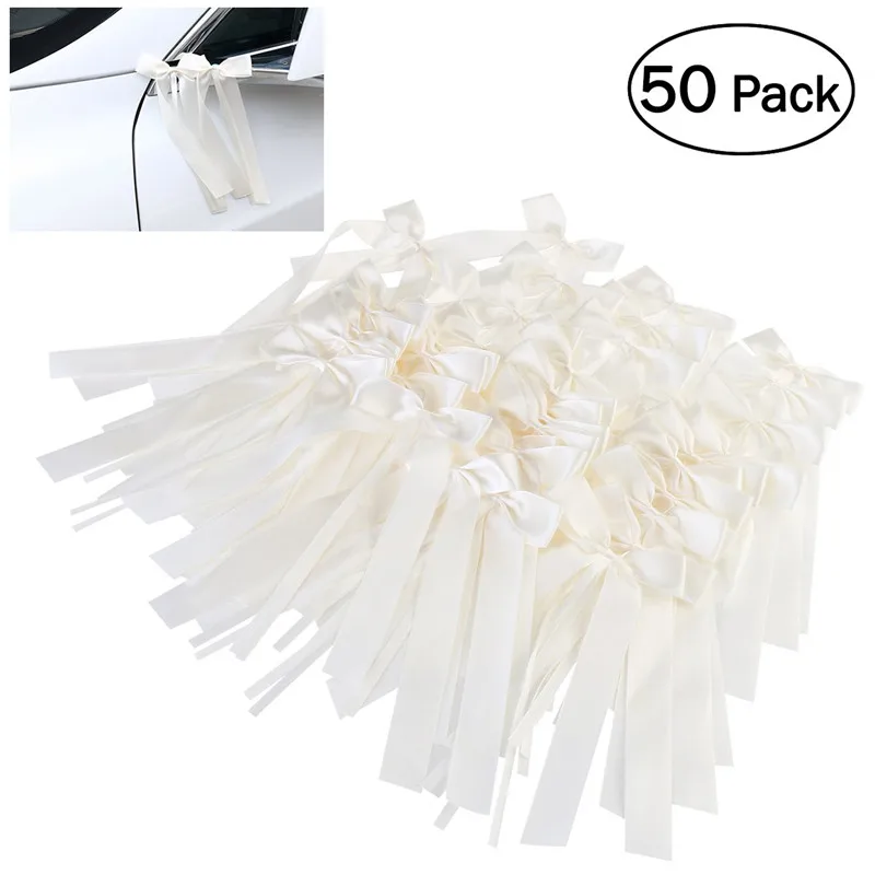 

50pcs/pack Wedding Decoration Bowknots Ribbon Bows for Party Cars Chairs Decoration Bowknots White
