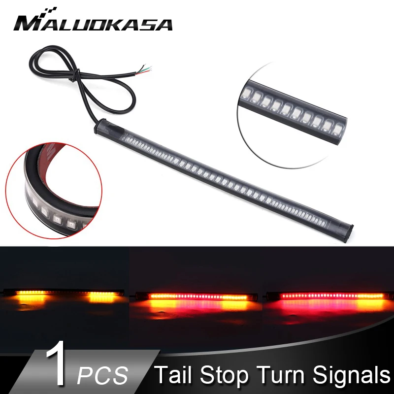 

Universal Motorcycle Tail Brake Stop Turn Signals Light Bar Strip License Plate Blinker Integrated 3528 SMD 48 LED Red Amber