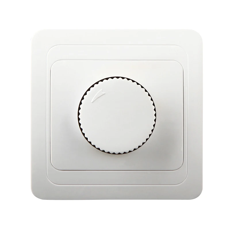 

White 16A 250V German French European standard dimmer switch 81x81mm EU panel wall socket knob switch