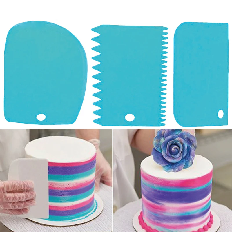 

3Pcs/set Plastic Dough Knife Icing Fondant Scraper Jagged Edge Plain Smooth Cake Paddle Cake Spatulas Baking Pastry Tools