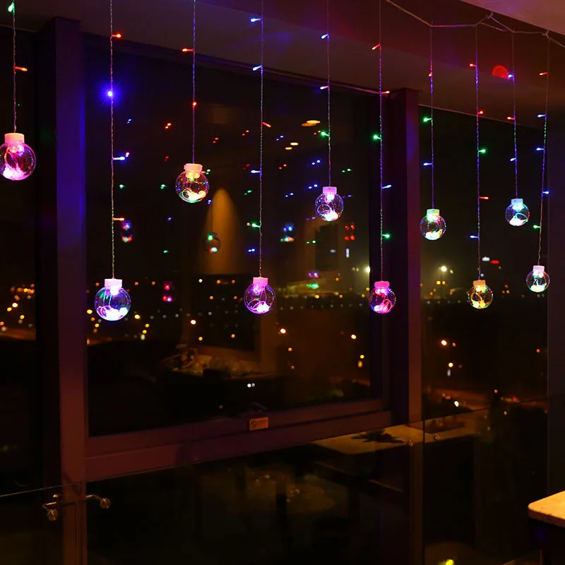 Inicio dormitorio decoración Luces 3 M 12 piezas transparente deseando bolas LED cortina de hadas Luces de hadas romántica boda Luces Navidad Inicio dormitorio decoración Luces 3 M 12 piezas transparente deseando bolas LED cortina de hadas Luces de hadas romántica boda Luces Navidad