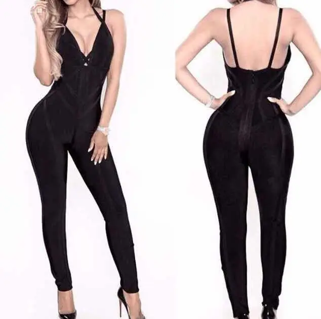 Top Quality New Rayon Bandage Jumpsuit Full Length Sexy Club Night ...