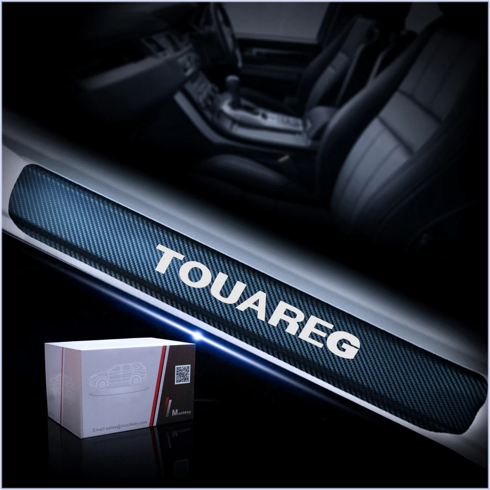 Для VW Touareg автомобильный порог Накладка Светоотражающая 4D углеродное волокно наклейка Добро пожаловать педаль порог авто аксессуары 4 шт