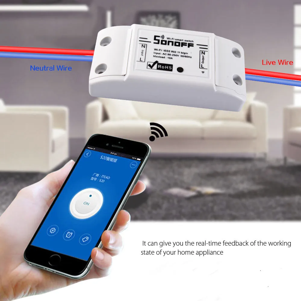 Sonoff Basic 220v беспроводной переключатель управления Wifi умный дом автоматизация Интеллектуальный беспроводной центр под светильник 10A/2200W