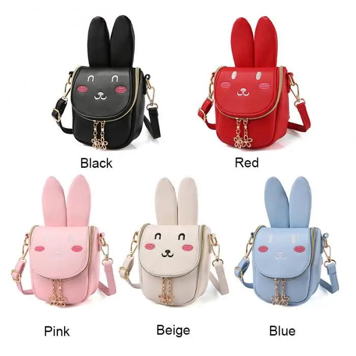 Children Girl Shoulder Crossbody Bag Zipper Cute Bunny Durable Package Pouch Gift New