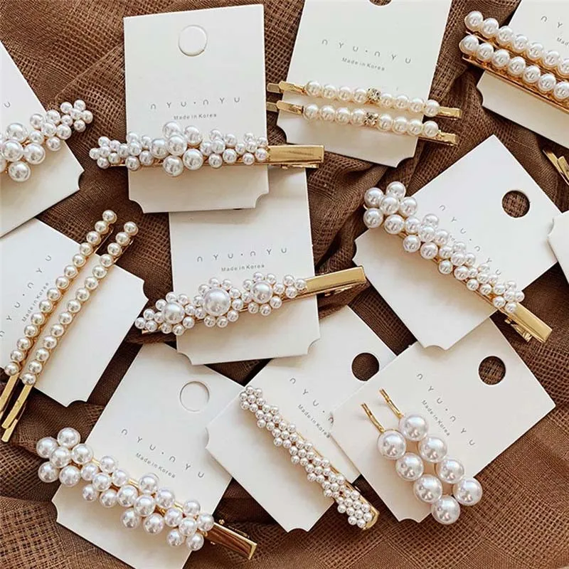 

Hot Sale Elegant Metal Pearl Hair Clip Simple Korean Design Barrette Hairpin Bobby Pin Hair Styling Accessories Free Shipping