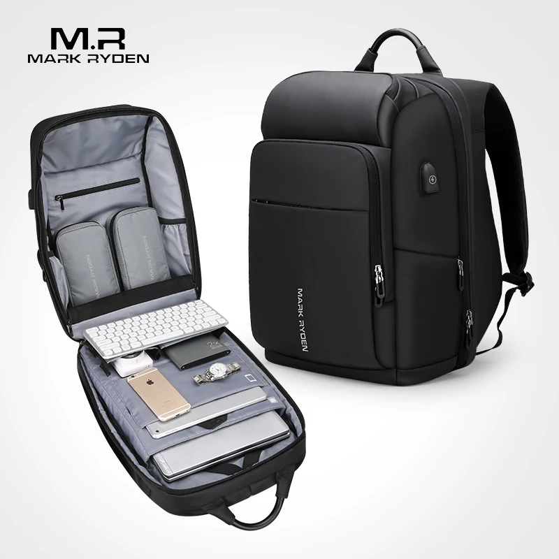 Mark Ryden Men's Multifunctional Backpack USB Charging 17 inch Laptop Bag Large Capacity Waterproof Travel Bags For Men Business