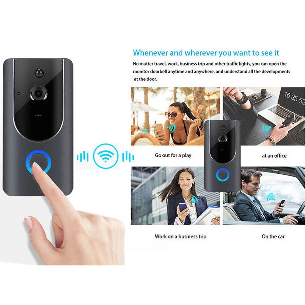 Беспроводной Wifi HD дверной звонок умный видео телефон приложение дверной звонок визуальное Кольцо IP удаленный домофон безопасная камера ИК сигнализация Домашняя безопасность