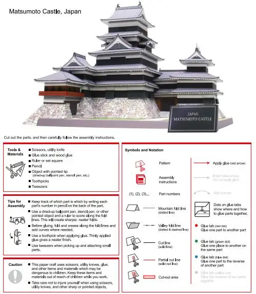 DIY замок Мацумото, Япония Ремесло Бумажная модель 3D архитектурное здание DIY образовательные игрушки ручной работы игра-головоломка для взрослых