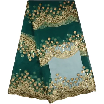 

Green Free Shipping African Lace With Plenty Sequins Embroidery High Class Tulle Net Lace Fabric African French Lace Fabric 706B