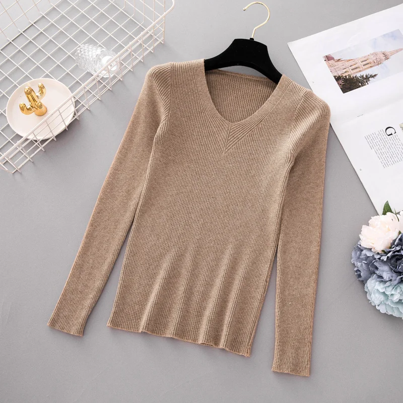 Autumn Pullover Women V Neck Sweater Knitted Jumper Womens Sweaters 2018 Winter Tops For Women Sweaters And Pullovers Trui Dames