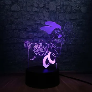 

Creative 3D LED Lamp Minnie take the flower Multicolor Gradient Dimming Night Light USB Kids Table Lampara Baby Sleeeping G