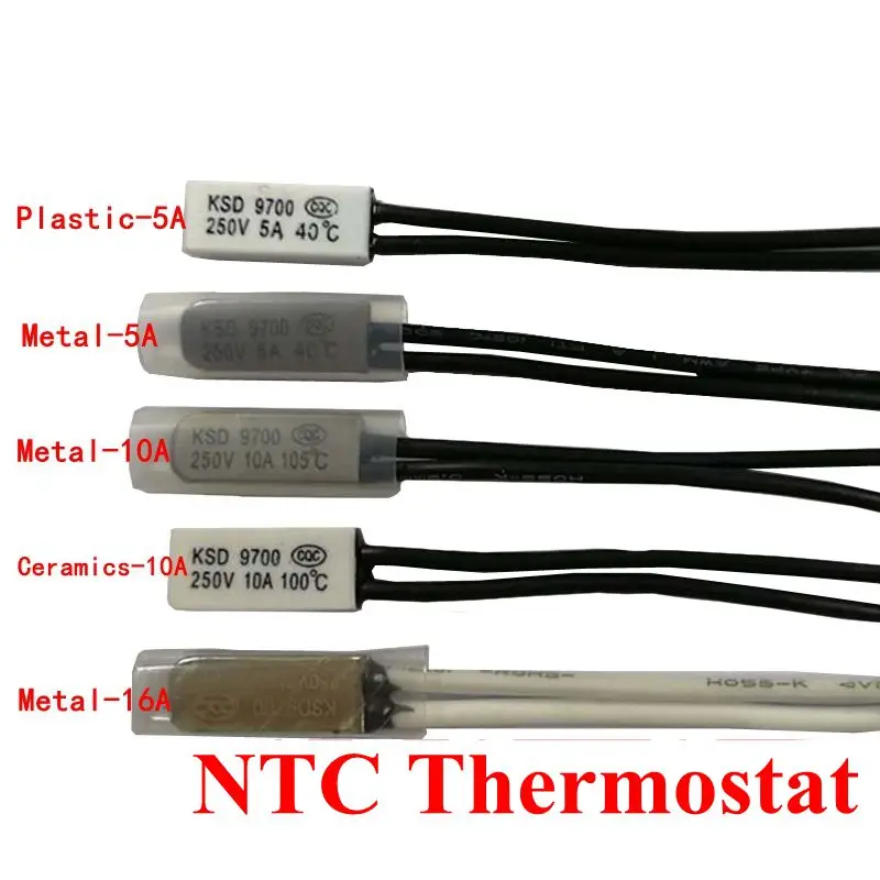 

10pcs Thermostat 10C-240C KSD9700 70C 75C 80C 85C 90C 95C Bimetal Disc Temperature Switch Thermal Protector degree centigrade