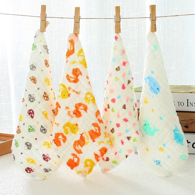 

Cartoon Color 5PC/LOT The Soft Washed Organza Handkerchief Towel Newborn Children Face Towel 100% Cotton Muslin SquareTowel