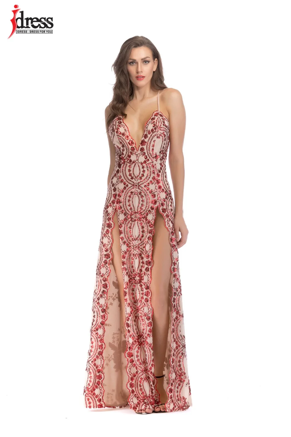 IDress New Vestidos De Festa Curto E Elegante Bandage Jurk 2018 Red Gold Black Sequined Dresses Long Maxi Bodycon Party Dresses (2)