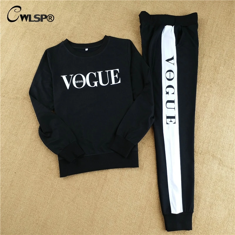 CWLSP 2018 летний спортивный костюм для Женский из двух предметов VOGUE с буквенным
