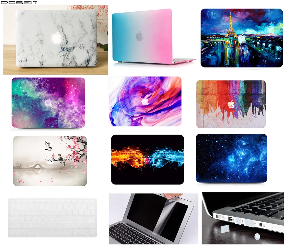 

Laptop Case Notebook Tablet Shell Keyboard Skin Smart Cover Bag Screen Film Dust Plugs For 11 12 13 15"Macbook Pro Air Touch Bar