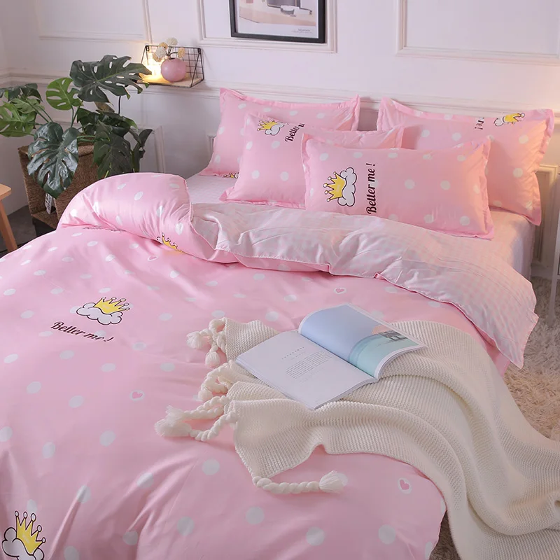 Bonenjoy, постельное белье двойного размера розового цвета, пододеяльник, простыня, наволочка, Комплект постельного белья королевского размера, комплекты постельного белья для девочек королевского размера