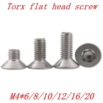 

20pcs/lot m4x6/8/10/12/16/20/25/30mm 304 Stainless Steel Torx Countersunk Screw Six-Lobe Flat Head Machine Security Screws