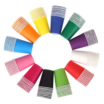 

50pcs Disposable Paper Cups Wedding Vending Party Cup Glasses 9oz New Solid Color for Wedding Party Supplies