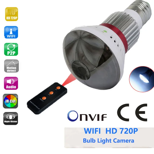 Mirror Cover Bulb LED Light Motion Detection WIFI Camera