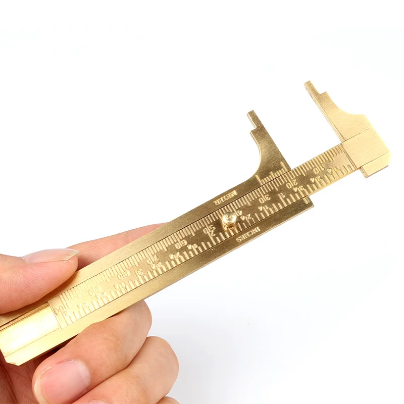 1pc 0 100mm Measuring Tool Pocket Small Solid Brass Sliding Gauge Slide Ruler Dual Scale Vernier