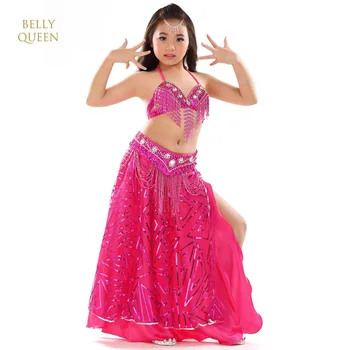 

New Children Belly Dancing Costume Kids Indian Dance Dress 3 Pcs Bollywood Dance Costumes For Girls Performance Dancing Sets