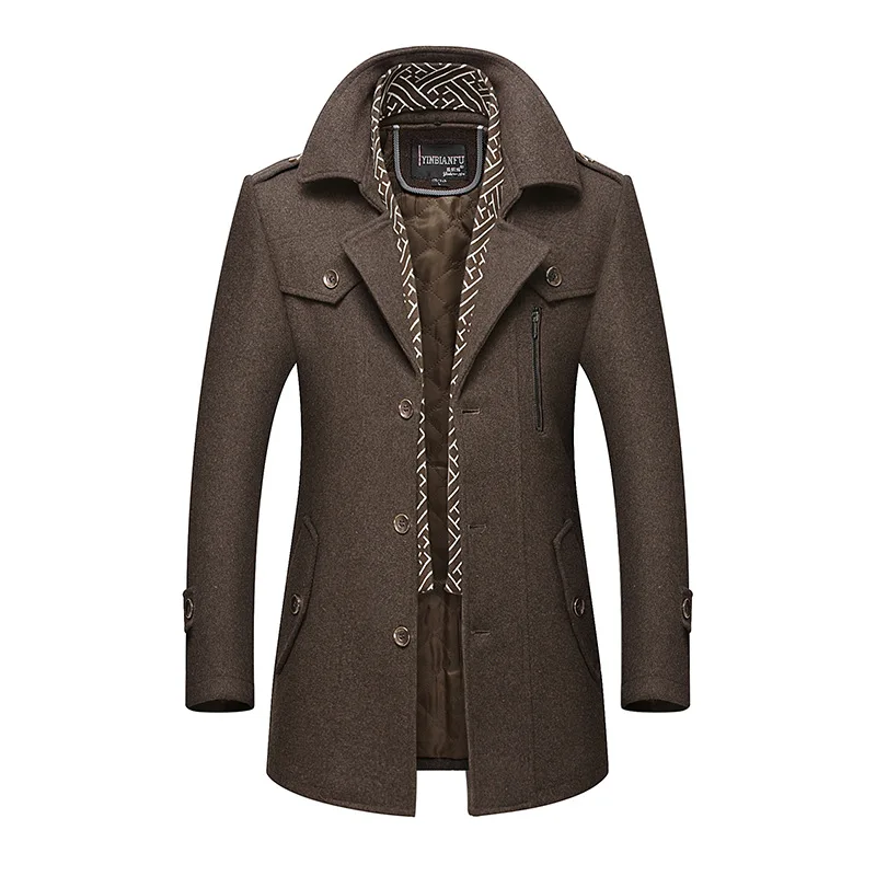 BOLUBAO мужское зимнее шерстяное пальто, мужское Новое повседневное Брендовое Однотонное шерстяное пальто, шерстяное бушлат, мужской Тренч, пальто - Цвет: Brown