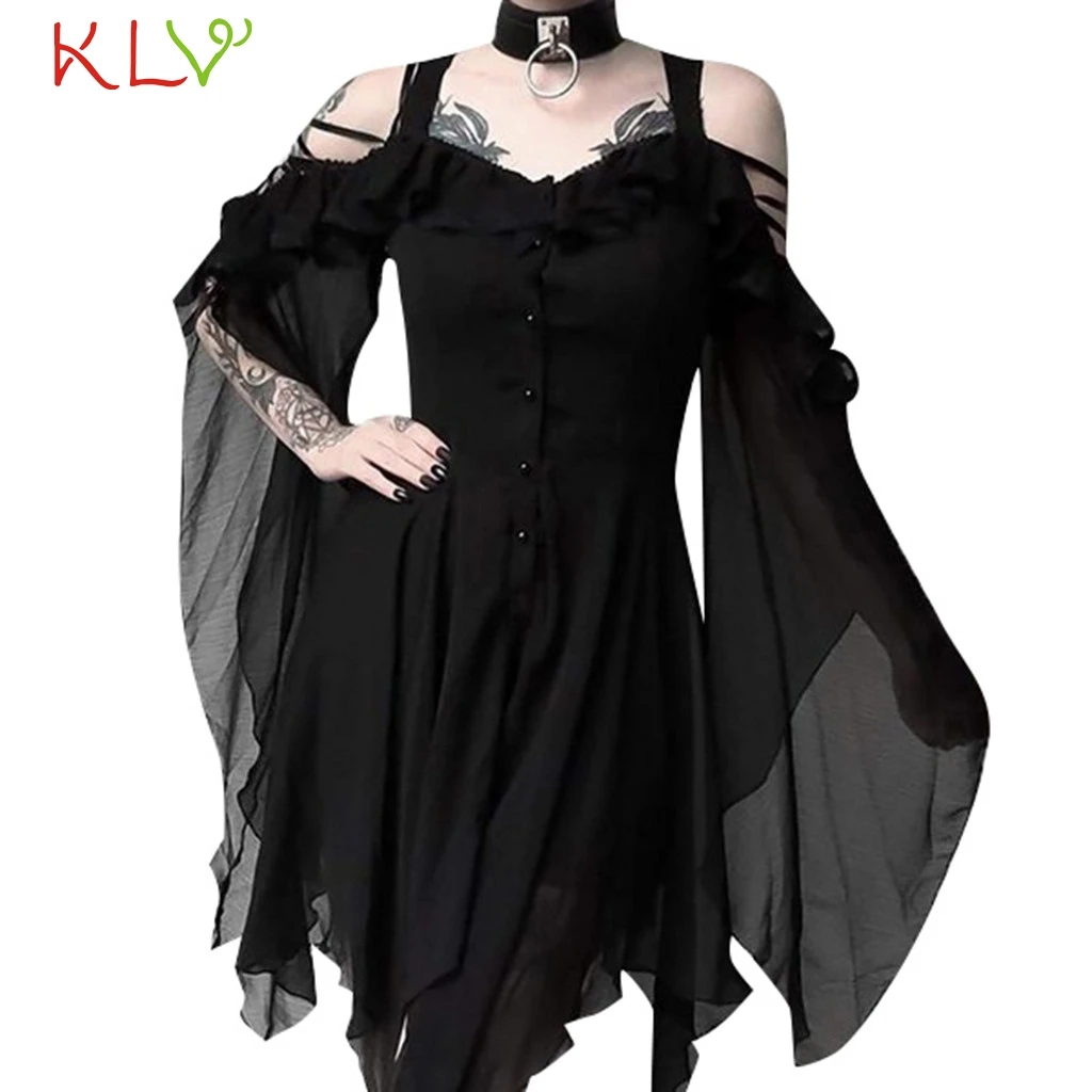 

Dress Women Chiffon Gothic Elegant Ruffles Off Shoulder Summer Dress Party Night Dress 2019 Plus Size Vestidos Robe Femme 19May