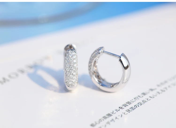 Новые 0.07ct алмазные серьги золото 18 K Роскошные ювелирные изделия для женщин Мини Алмазный ювелирный крючок серьги для женщин