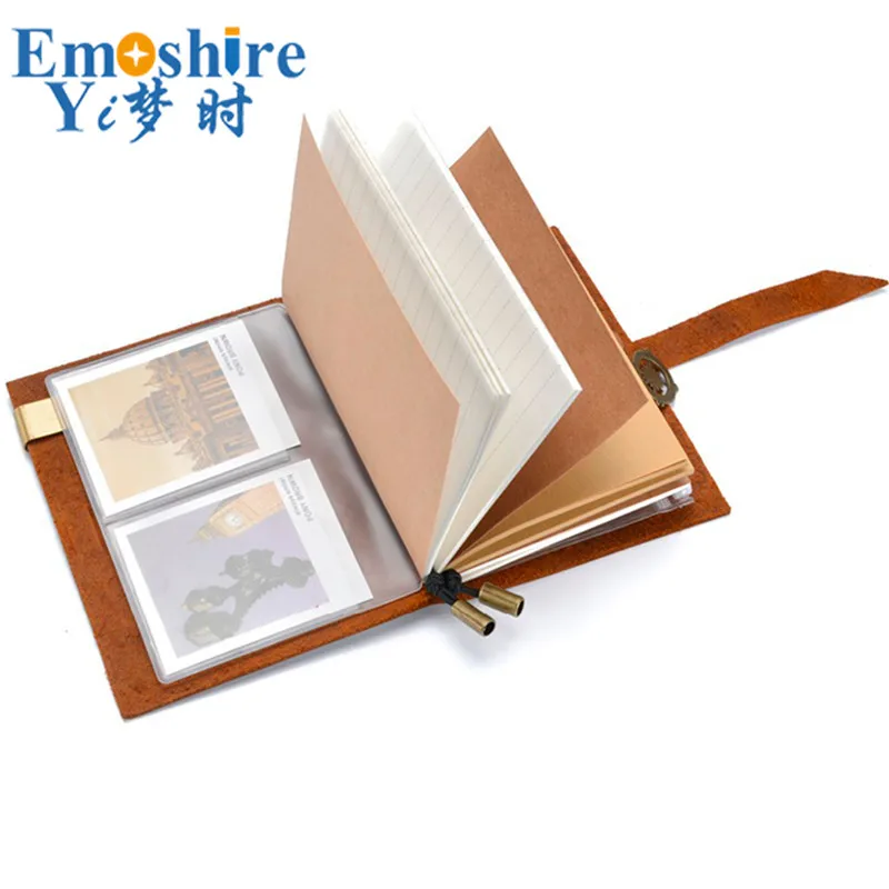 Emoshire New travel notebook retro insert terms leather notebook manual loose-leaf book crazy horse leather diary (3)