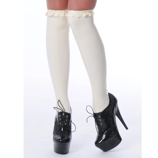 Latex Rubber Frilled Knee Socks c