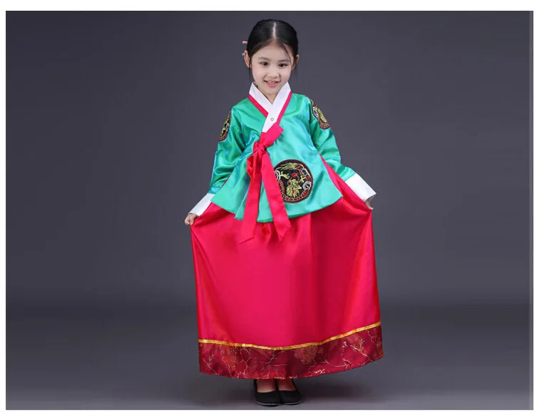 Free shipping girl Traditional Korean clothing children hanbok long