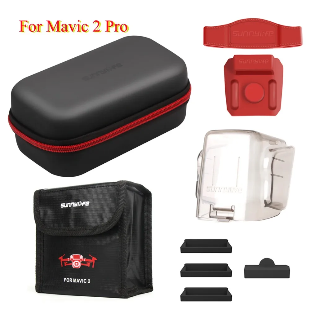 

5 in1 Accessories Set Gimbal Coverr PU Leather Remote Bag Battery Storage Bag Propeller Stabilizers for DJI Mavic 2 Pro/ Zoom