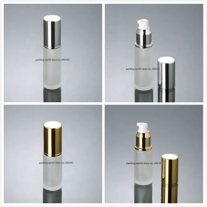 

30ml frosted glass bottle with shiny silver/gold pump&lid for lotion/emulsion/serum/foundation/toner/sprayer skin care packing