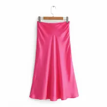 Новая женская модная Юбка-миди ярких цветов на молнии сбоку faldas mujer женская уличная шикарная Асимметричная юбка QUN318