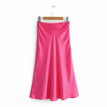 

2019 New Women fashion candy color side zipper midi skirt faldas mujer ladies streetwear chic irregular hem soft skirts QUN318