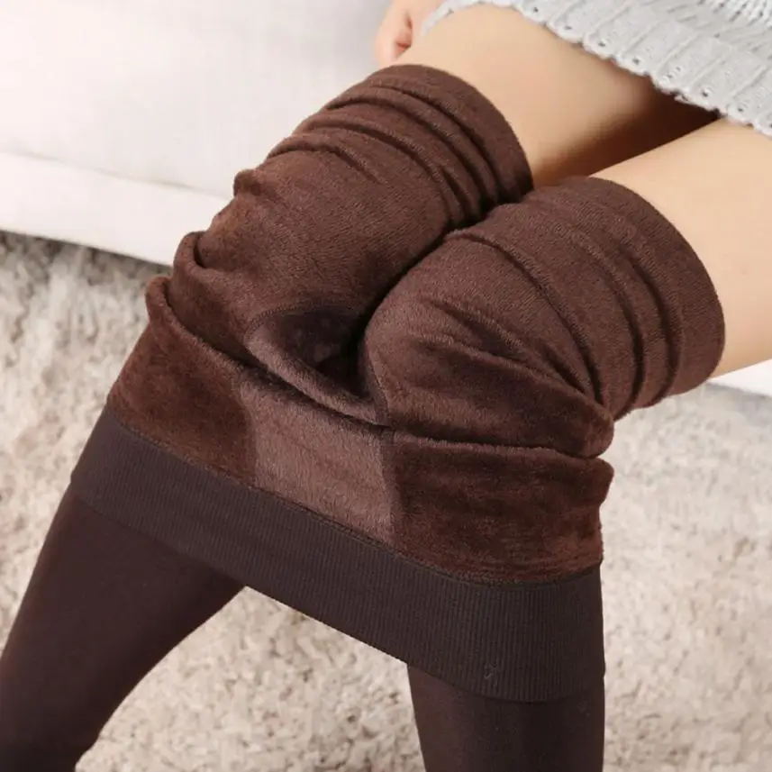 MUQGEW Новое поступление Женская мода зима толстые утепленная одежда с флисовой подкладкой термальность эластичные красивые повседневные Леггинс - Цвет: Brown
