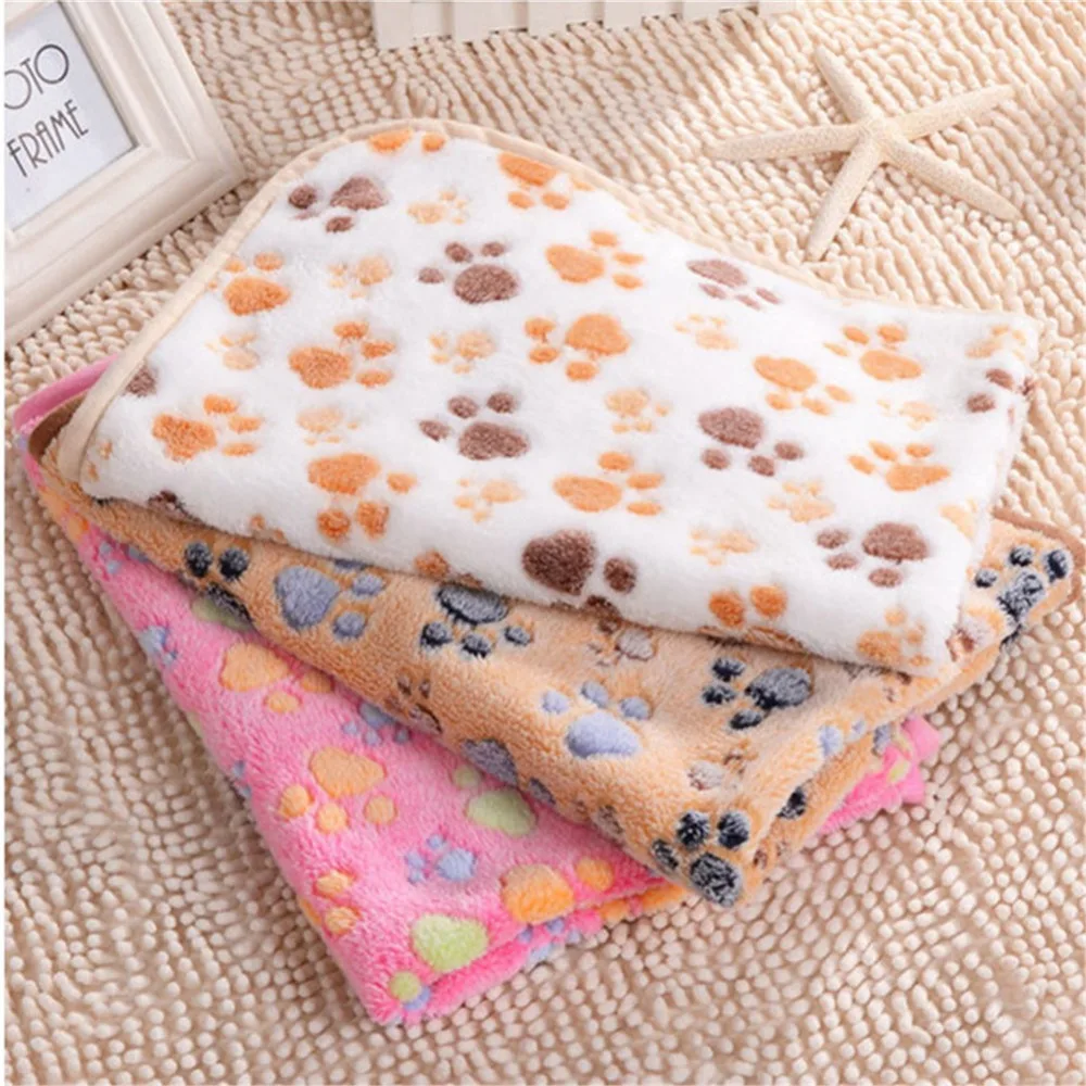 Pet Blanket Winter Dog Cat Bed Mat Foot Print Warm Sleeping Mattress Small Medium Dogs Cats Coral Fleece Pet Supplies - Image 3