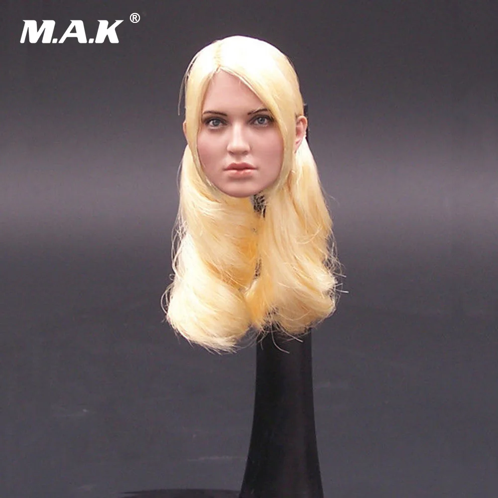 

1:6 Female Head Sculpt Beauty Girl Agent Team F001 Emily Browning Gold Hair Version Head Model Toy For Woman Action Figure Body