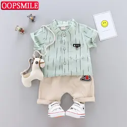 Комплект одежды для маленьких мальчиков летние хлопоковый для новорожденных малышей Костюм для мальчиков (топы + шорты Штаны) комплект