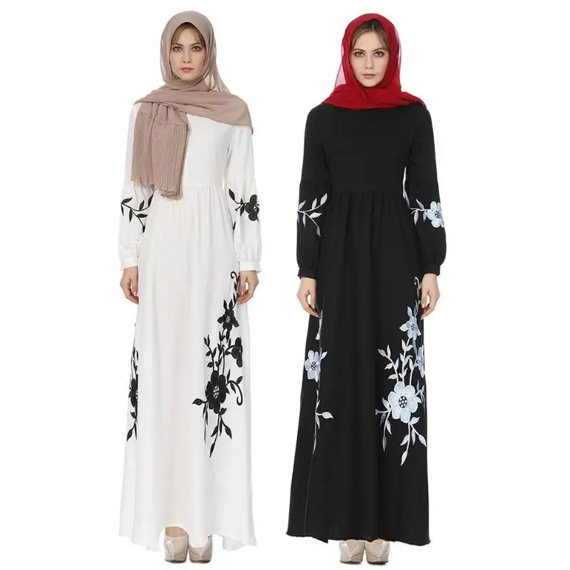 Этнические халаты с длинными рукавами для мусульманского праздника Рамадан больших размеров женские повседневные струящийся удлиненный