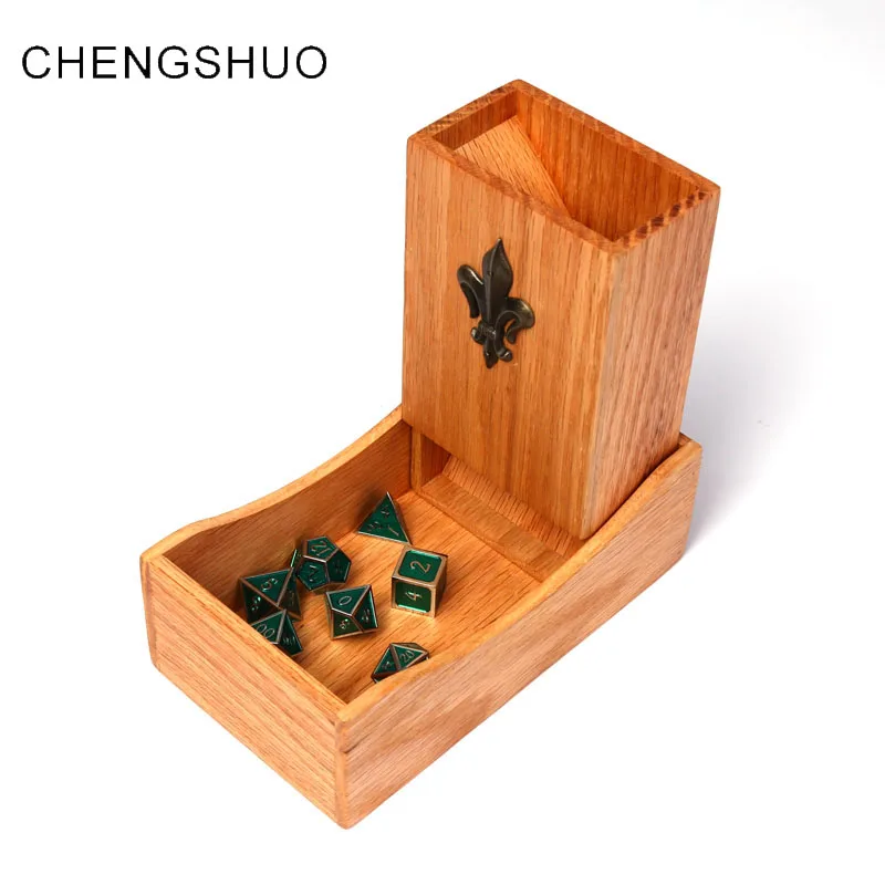 

Chengshuo dnd dice tower wooden fold 17cm Oak Storage dice Magnet adsorption rpg dice tray for dungeons and dragons table games