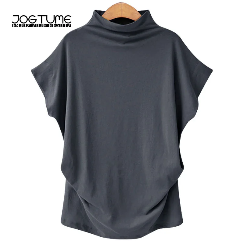 

Womens Autumn T Shirts Fashion Turtleneck 2018 Summer Female Casual Tees Short Sleeve Plus Size 5XL 6XL Ladies Loose Tops Grey