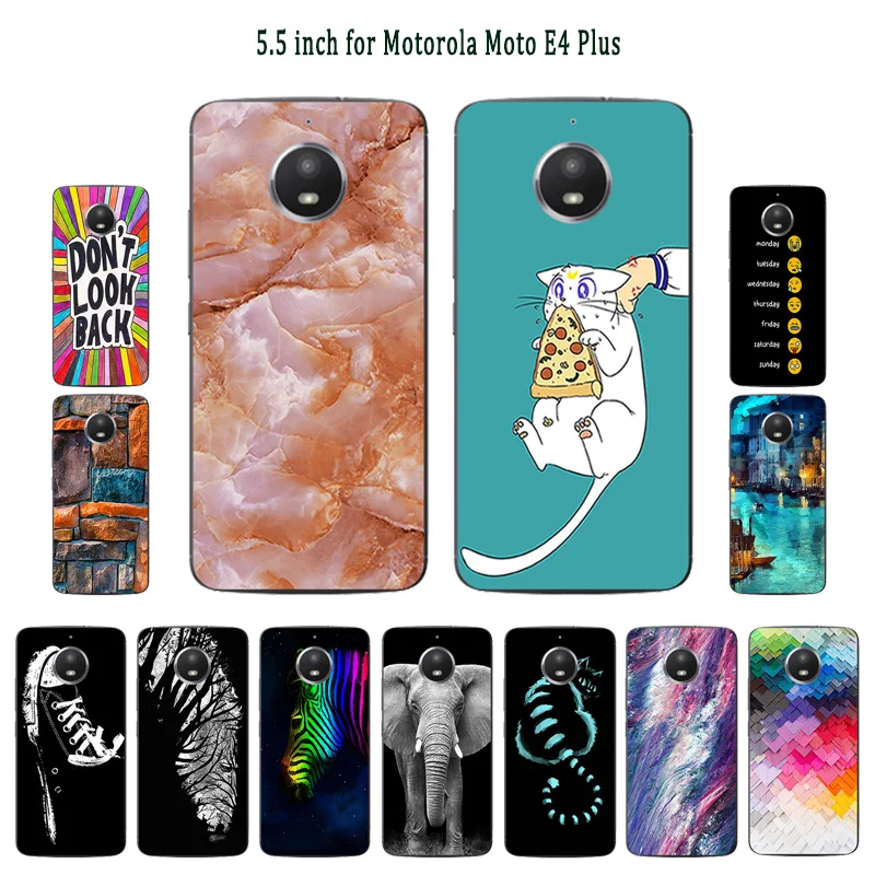 

Soft Silicone Phone Cover Case For Motorola Moto E4 Plus XT1770 XT1773 E 4th Gen Plus Europe Versions Elephant Painted
