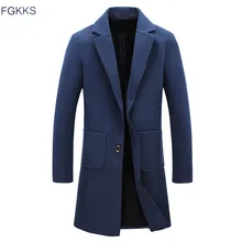 FGKKS Neue Ankunft Marke Winter Warme Männer Mantel Mode Wolle mischung Männer Langen Mantel Casual Slim Fit Mantel Männer Größe M-5XL