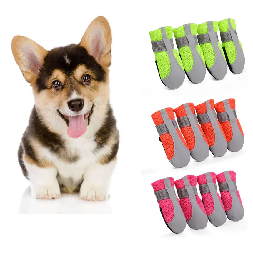4Pcs Dog Shoes Anti slip Spring Summer Pet Boots Paw Protector