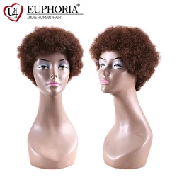Pelucas de Cabello Humano de Color Marrón Medio para Mujeres Euforia Afro Rizado Rizado Pelo Corto Bob Peluca de Estilo Africano Pelo No Remy Brasileño Pelucas de Cabello Humano de Color Marrón Medio para Mujeres Euforia Afro Rizado Rizado Pelo Corto Bob Peluca de Estilo Africano Pelo No Remy Brasileño