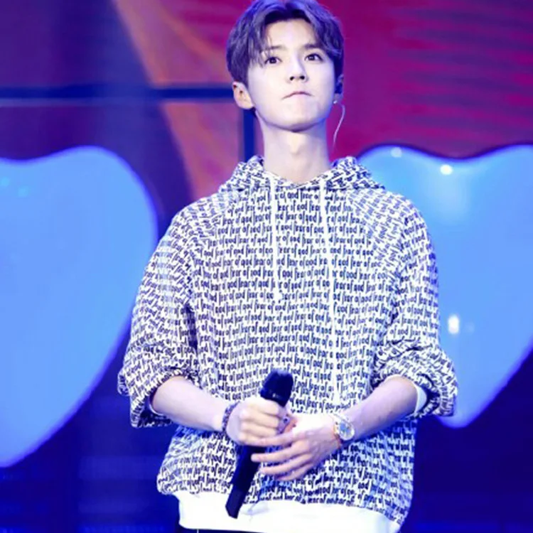 Kpop/Новинка толстовка с длинными рукавами EXO Lu Han капюшоном в стиле Харадзюку