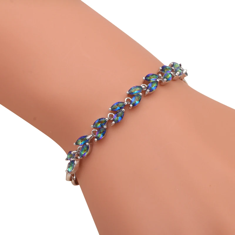 Wholesale Retail Pulseira for Ladies Mystic Crystal Silver Filled Wholesale Retail Fashion Jewelry Charm Bracelets TB926A